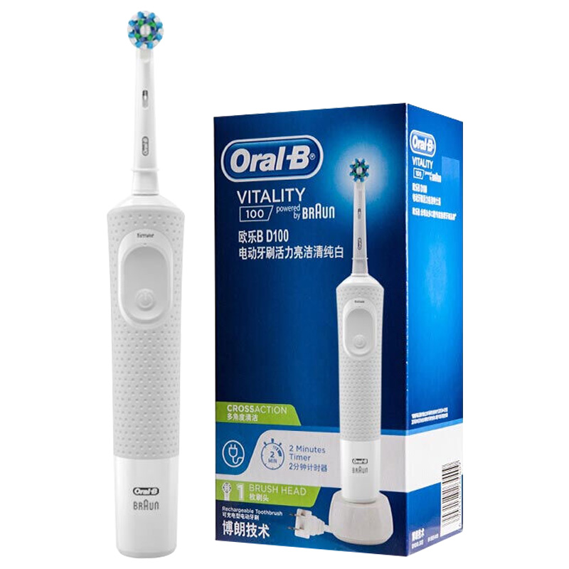 欧乐B（Oral-B） D100 电动牙刷（台） 清纯白