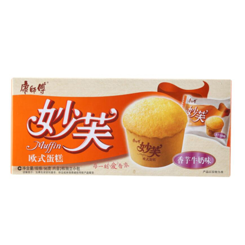 康师傅妙芙欧式蛋糕香芋牛奶味96g*24盒/箱(箱)