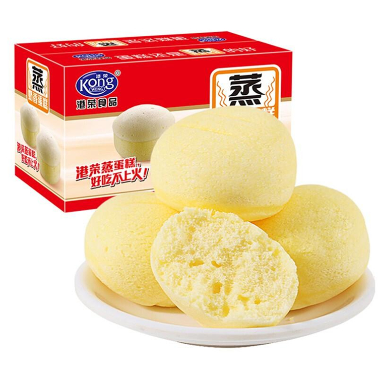 港荣蒸蛋糕奶香手撕口袋吐司面包900g（单位：盒）