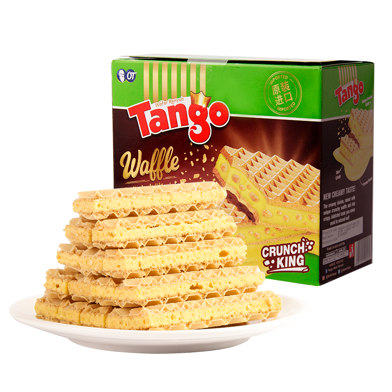 Tango奥朗探戈咔咔脆威化饼干榴莲味160g 早餐下午茶(盒)