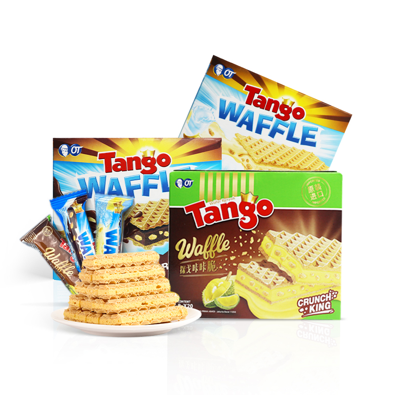 Tango奥朗探戈咔咔脆威化饼干160g*3（巧克力味+牛奶味+榴莲味）(盒)