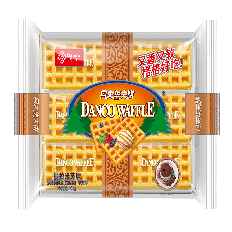 丹夫 华夫饼提拉米苏味 网红零食手撕面包早餐食品饼干蛋糕 168g /袋(袋)