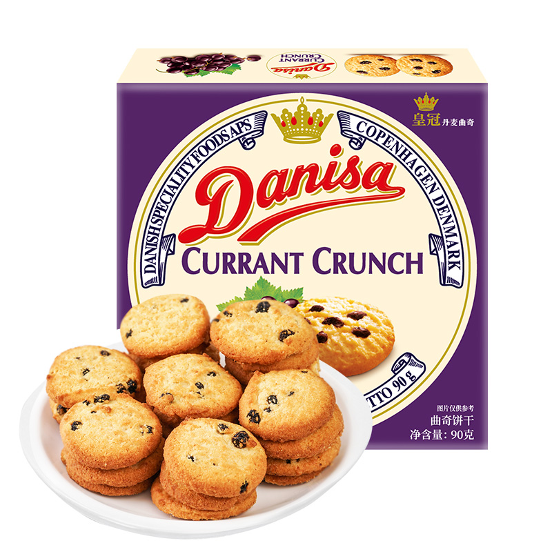皇冠（danisa）丹麦葡萄干味曲奇饼干90g 休闲零食早餐 印尼进口食品(盒)
