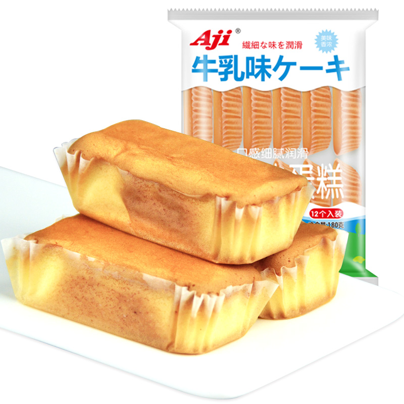 AJI牛奶牛乳味蛋糕180g/袋 儿童休闲零食手撕面包糕点下午茶小吃早餐(包)