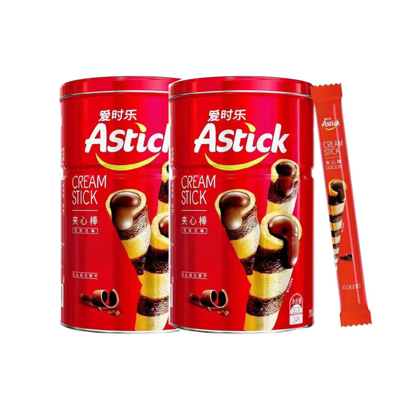 爱时乐（Astick）巧克力味夹心棒(注心饼干）330g*2罐(单位：罐)