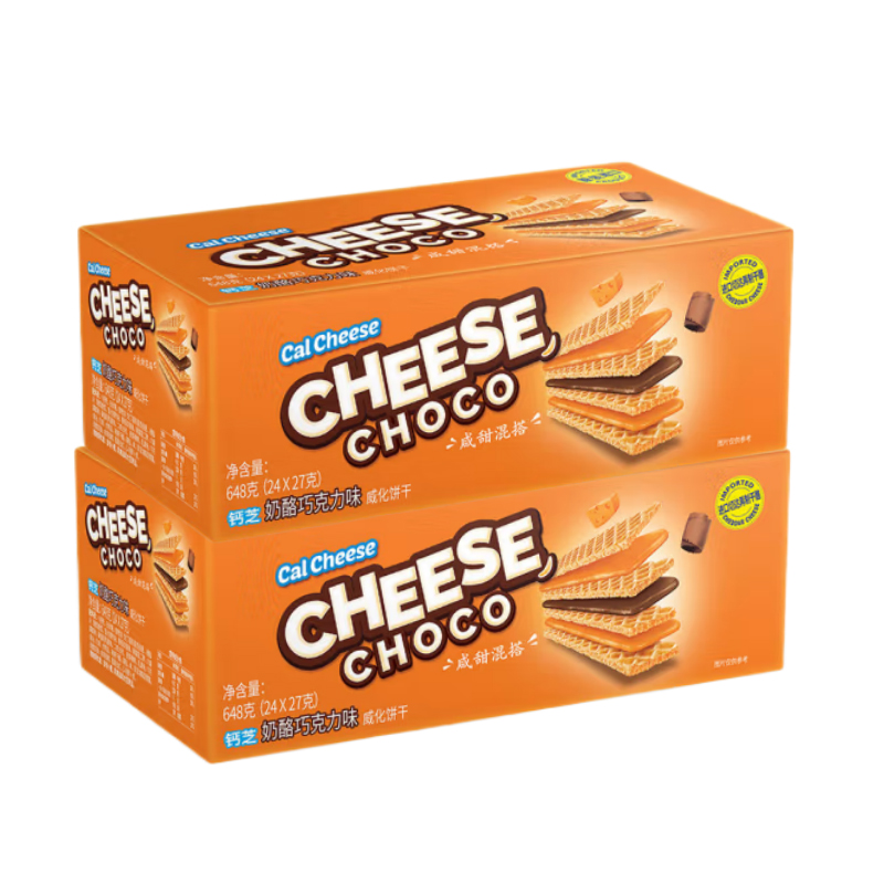 钙芝（CALCHEESE）奶酪巧克力味威化饼干648g*2盒(单位：盒)