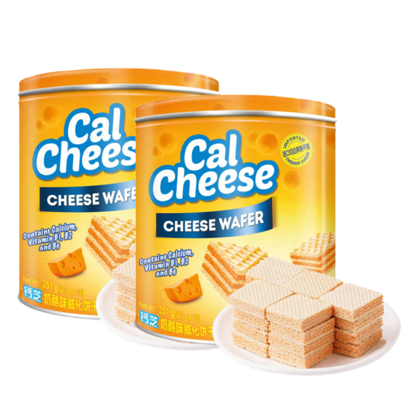 钙芝（CALCHEESE）奶酪味威化饼干351g*2罐(单位：罐)