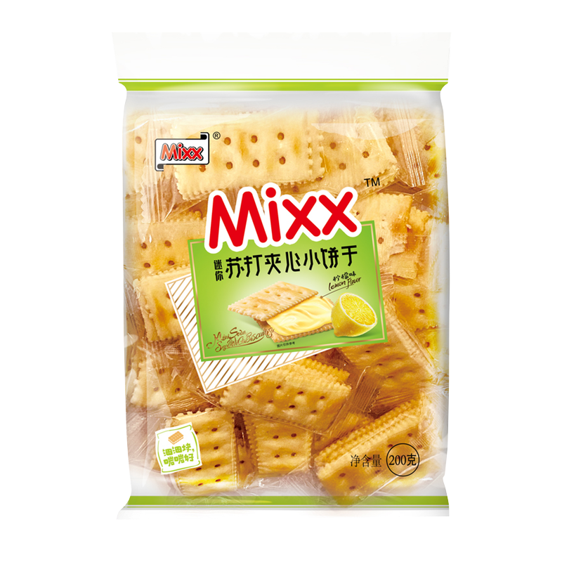 Mixx 迷你苏打夹心小饼干 柠檬味 200g＊12袋（箱）