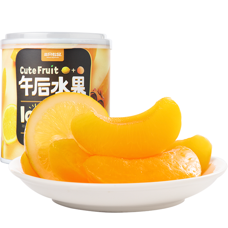 三只松鼠混合水果罐头312g/罐 方便食品新鲜糖水柠檬黄桃罐头(罐)