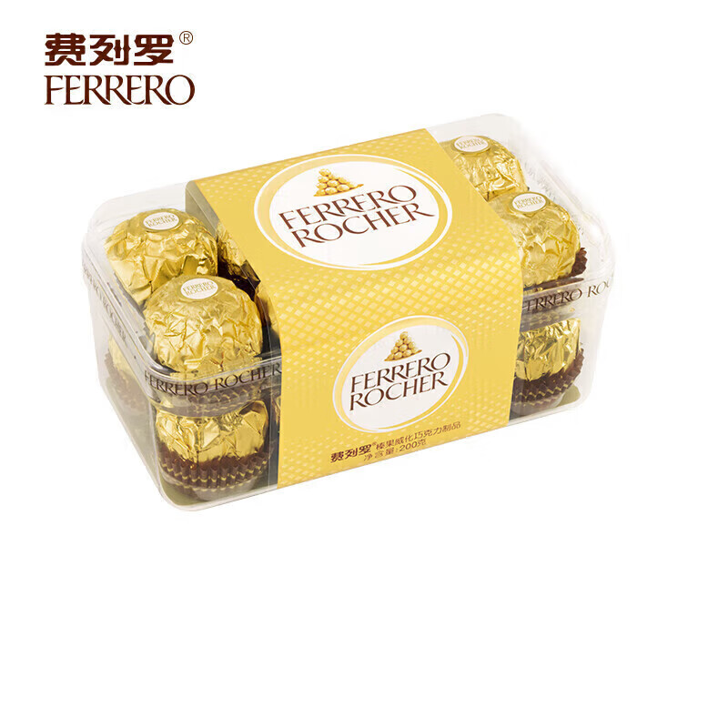 费列罗FERRERO 榛果威化糖果巧克力 16粒礼盒装200g（单位：盒）