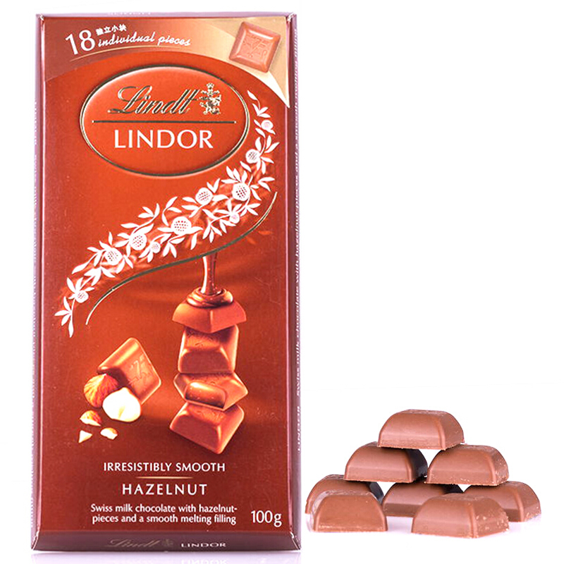 瑞士莲软心-小块装榛仁牛奶巧克力100gx4（盒）