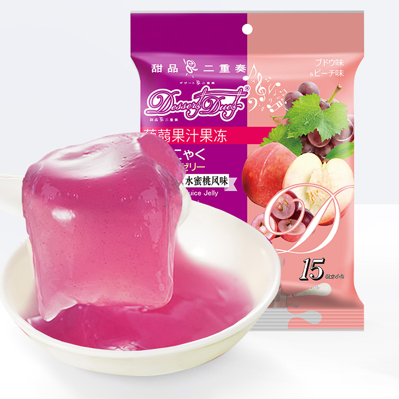 EDO Pack 蒟蒻果汁果冻 葡萄风味&水蜜桃风味 300g*4袋(套)