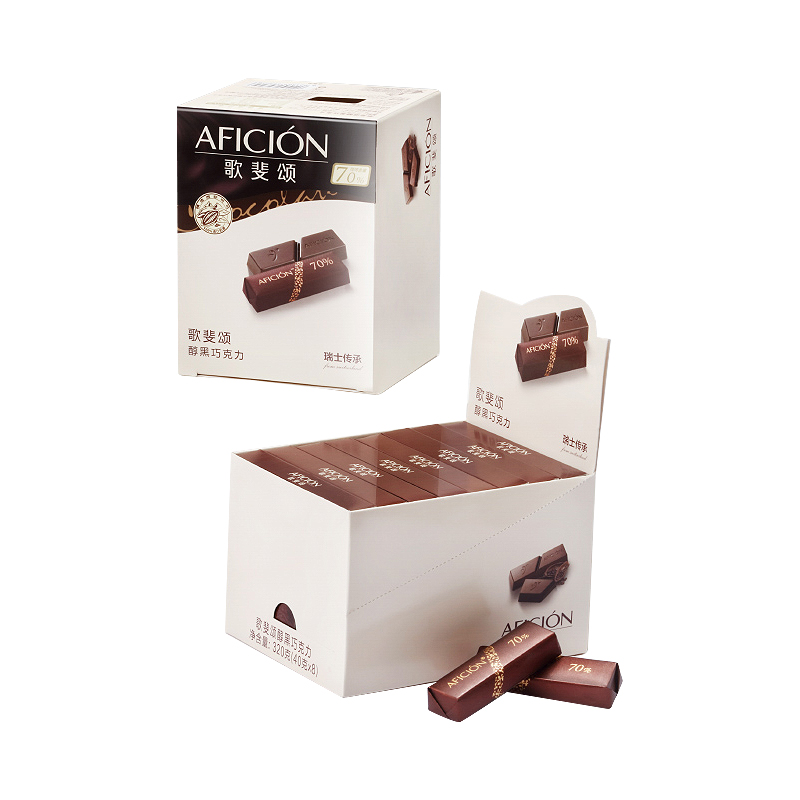 歌斐颂 70%黑巧克力320g  纯可可脂苦巧克力烘焙高颜值健身生日网红零食(盒)