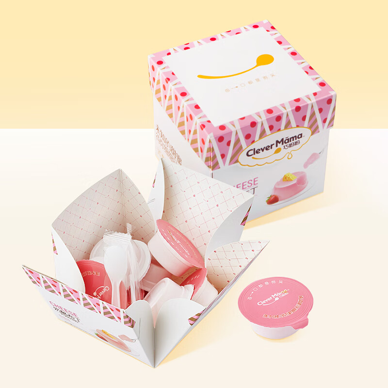 巧妈妈 牛奶布丁奶酪草莓味 儿童休闲零食果冻布丁送礼 220g/盒装(盒)
