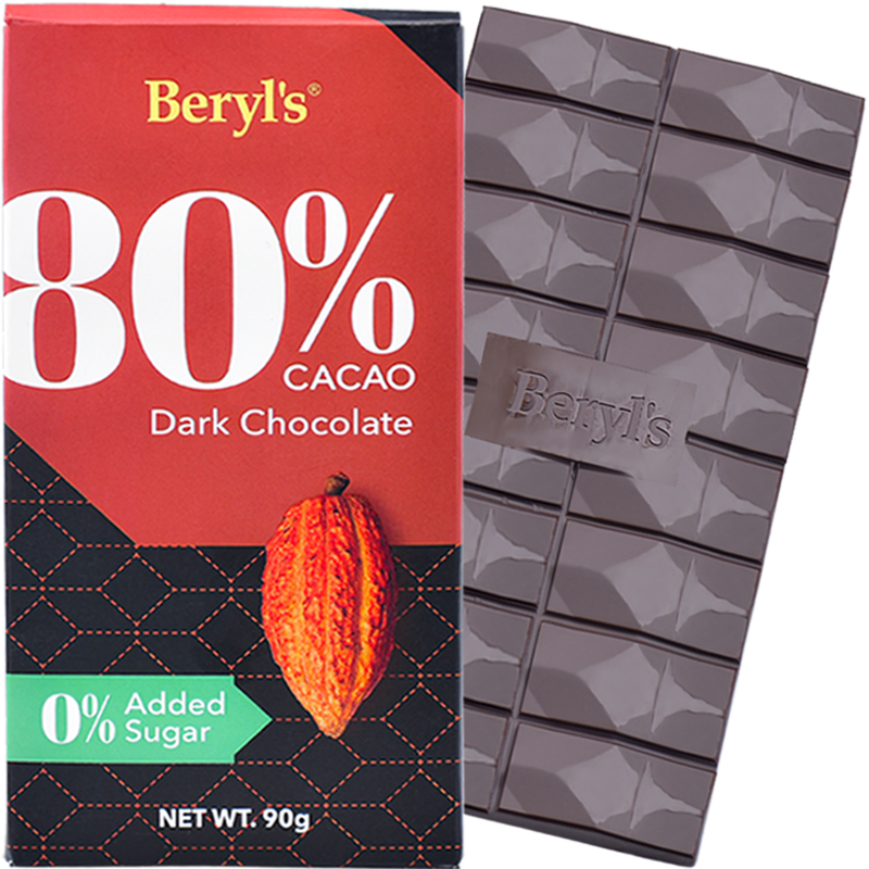 倍乐思80%高纯可可黑巧克力排块90g 马来西亚进口健身零食糖果烘焙原料(块)