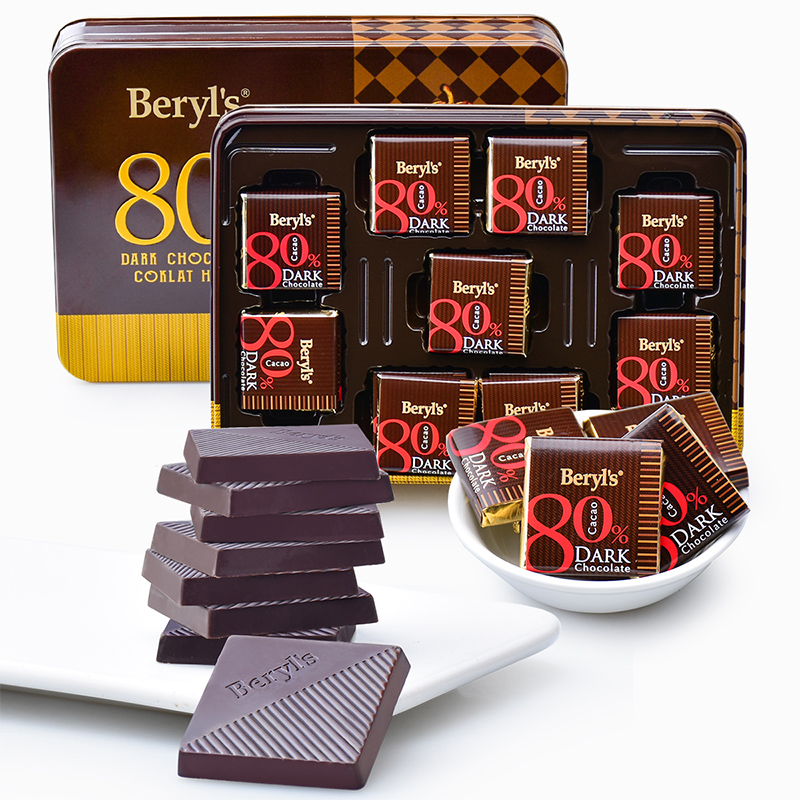 倍乐思80%可可黑巧克力礼盒108g 马来西亚进口零食 圣诞节礼物礼品团购(罐)