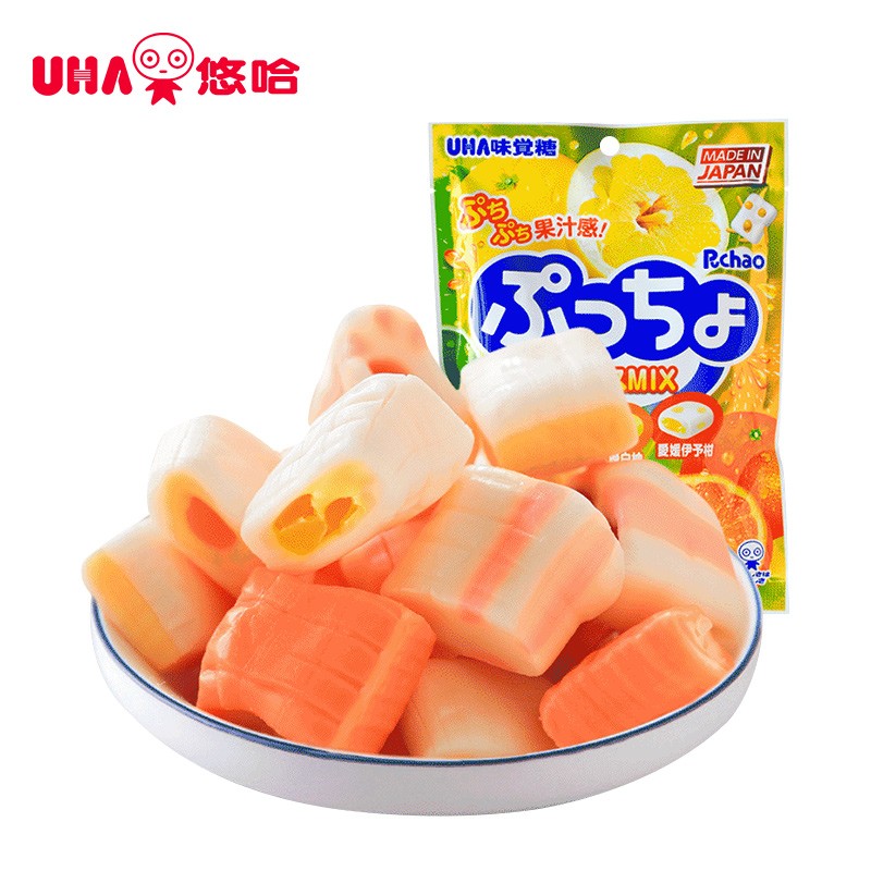 悠哈（UHA）普超 柑橘味 奈良进口什锦软糖 90g(袋)