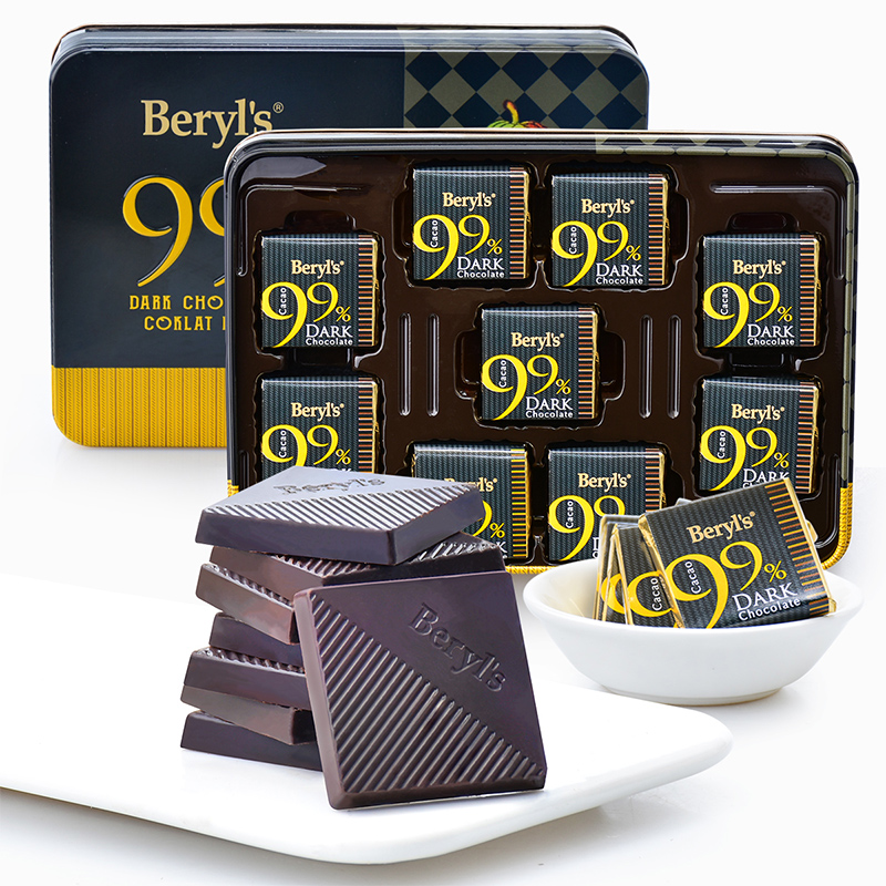 倍乐思Beryl's 高纯99%可可黑巧克力礼盒108g（单位：盒）马来西亚进口零食