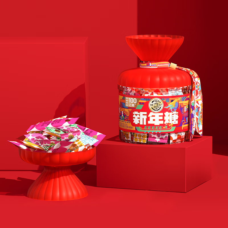 徐福记新年糖 混合口味糖果 结婚喜糖  桶装420g (单位：桶)