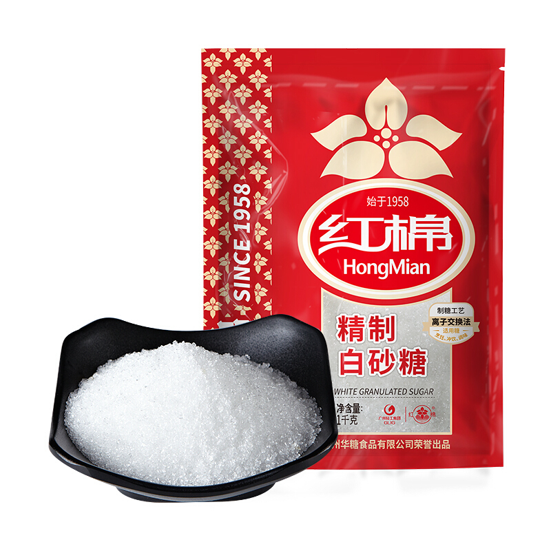红棉 精制 细砂糖 烘焙用糖 大包装白砂糖 1KG（袋）