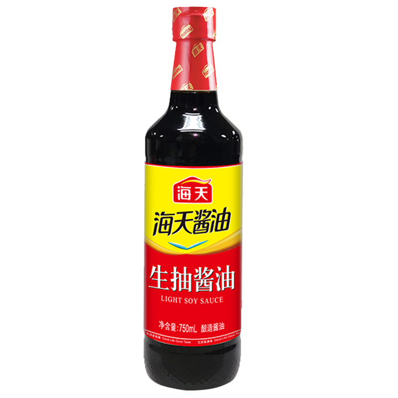 海天生抽酱油750ml酿造黄豆酱油烧炒提鲜火锅烧烤凉拌调味料(瓶)