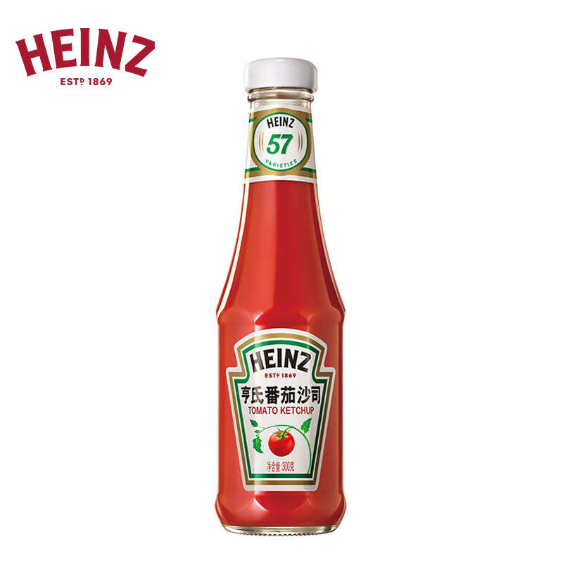 亨氏(Heinz) 番茄酱 瓶装番茄沙司 意大利面薯条酱 300g 卡夫亨氏出品(瓶)