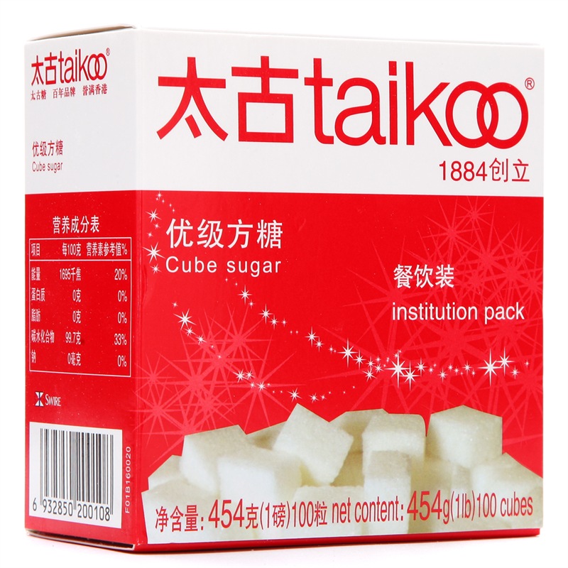 太古（taikoo）食糖 咖啡糖 优级方糖454g 餐饮装 白糖 白砂糖 (盒)