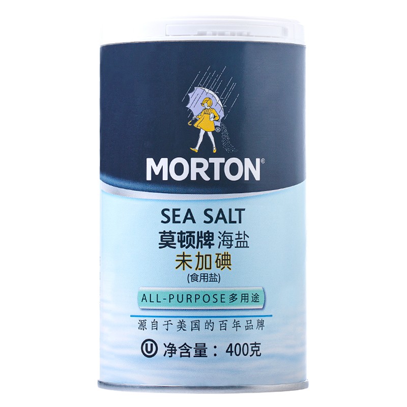 莫顿（MORTON） 盐 无碘海盐（未加碘） 无碘食盐 400g(罐)