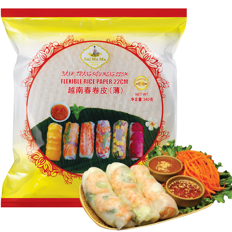 水妈妈 越南进口超薄水晶春卷皮340g约50张蔬菜卷0脂肪透明米纸皮春饼皮(袋)