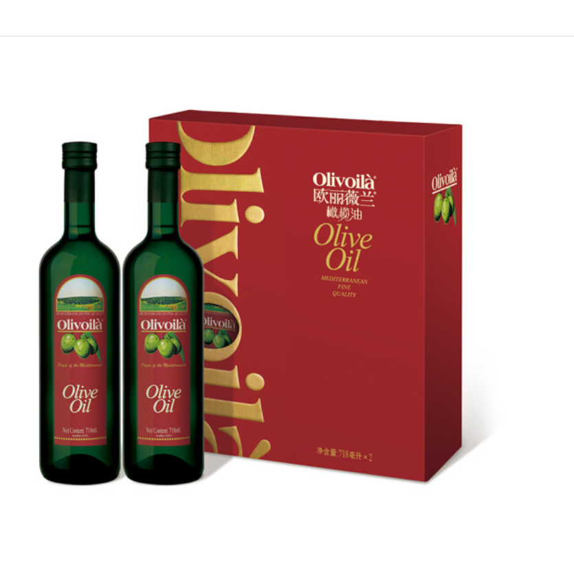欧丽薇兰（Olivoilà）橄榄油 压榨纯正橄榄油718ml*2礼盒（盒）