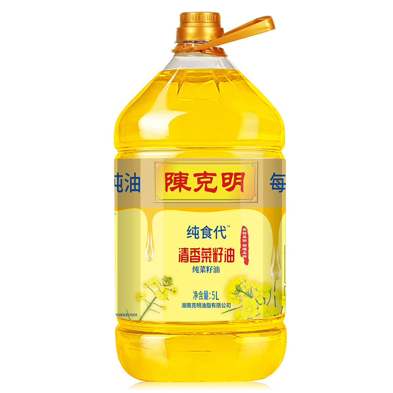 陈克明清香菜籽油非转基因 物理压榨5L（单位：瓶）