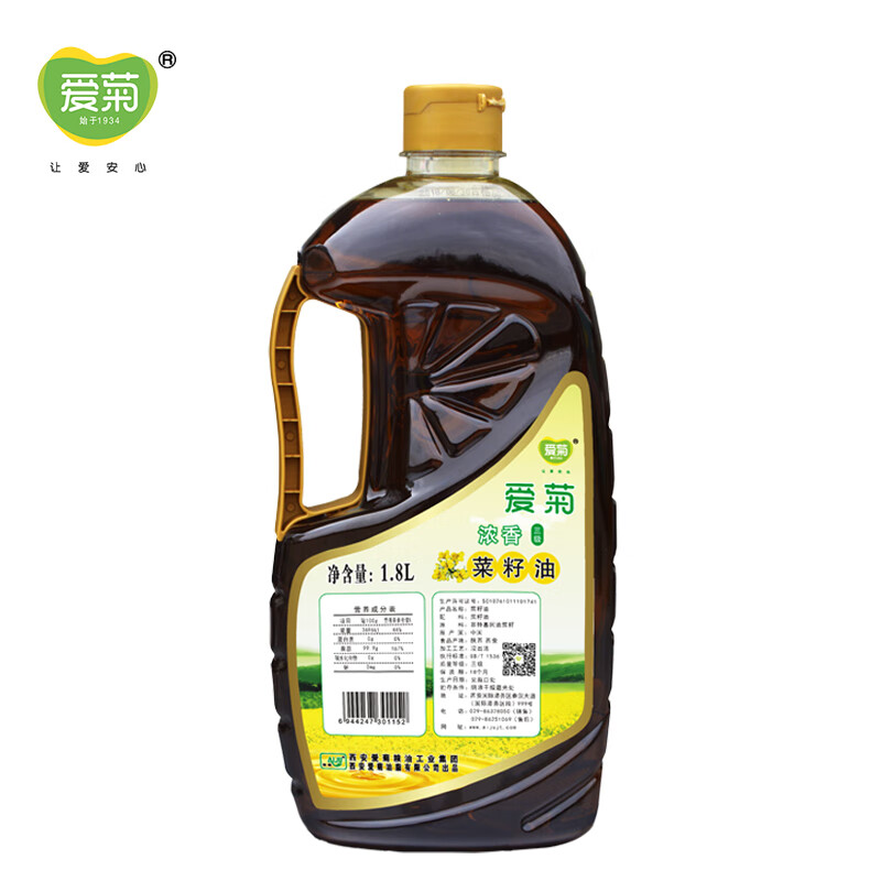 爱菊（aiju）非转基因浓香菜籽油1.8L*12桶(单位：箱)