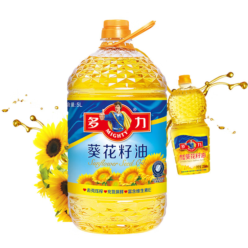 多力葵花籽油5L/桶+黄金3益葵花籽油238ml（瓶）