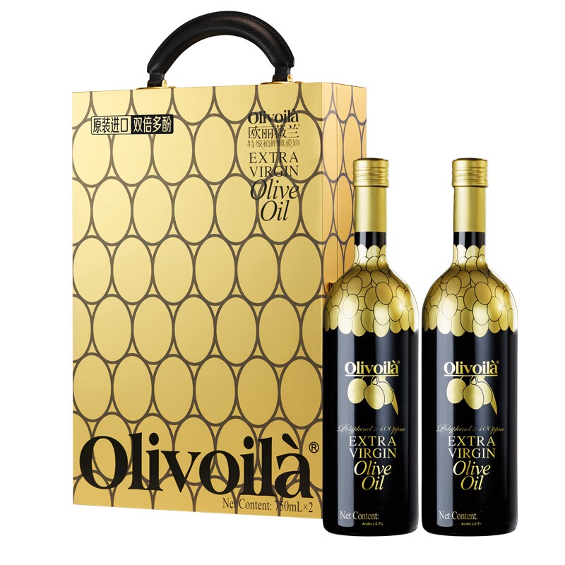欧丽薇兰（Olivoilà）高多酚特级初榨橄榄油1L*2食用油(单位：盒)