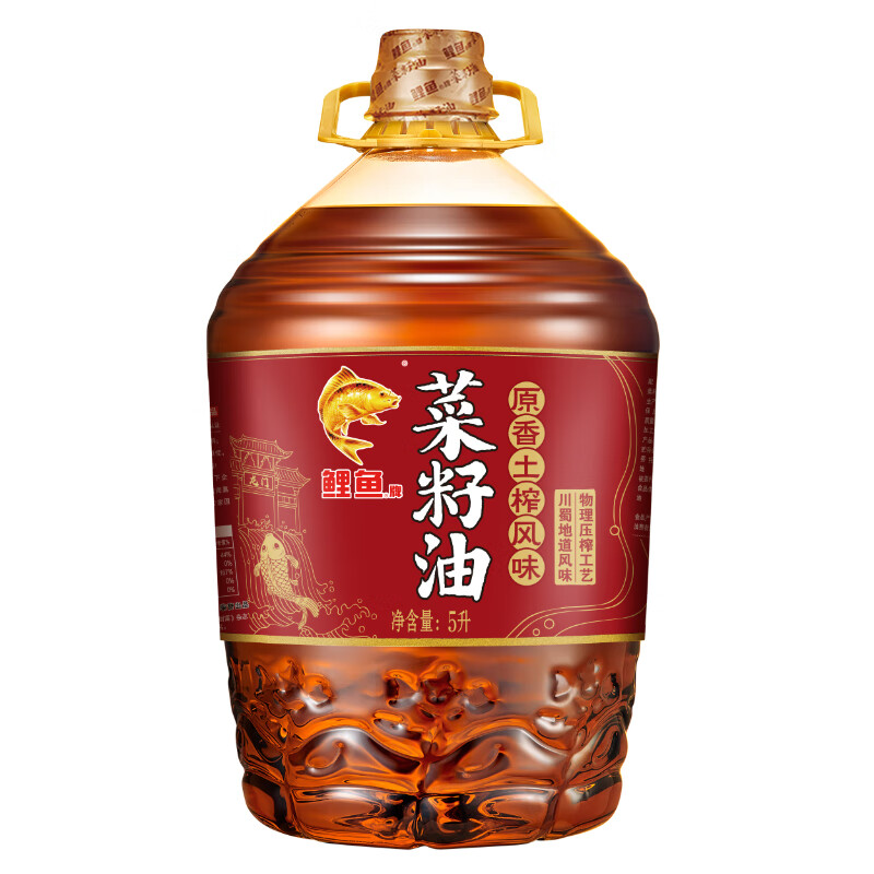 鲤鱼 原香土榨风味菜籽油5L(非转压榨三级)炒菜食用油(桶)