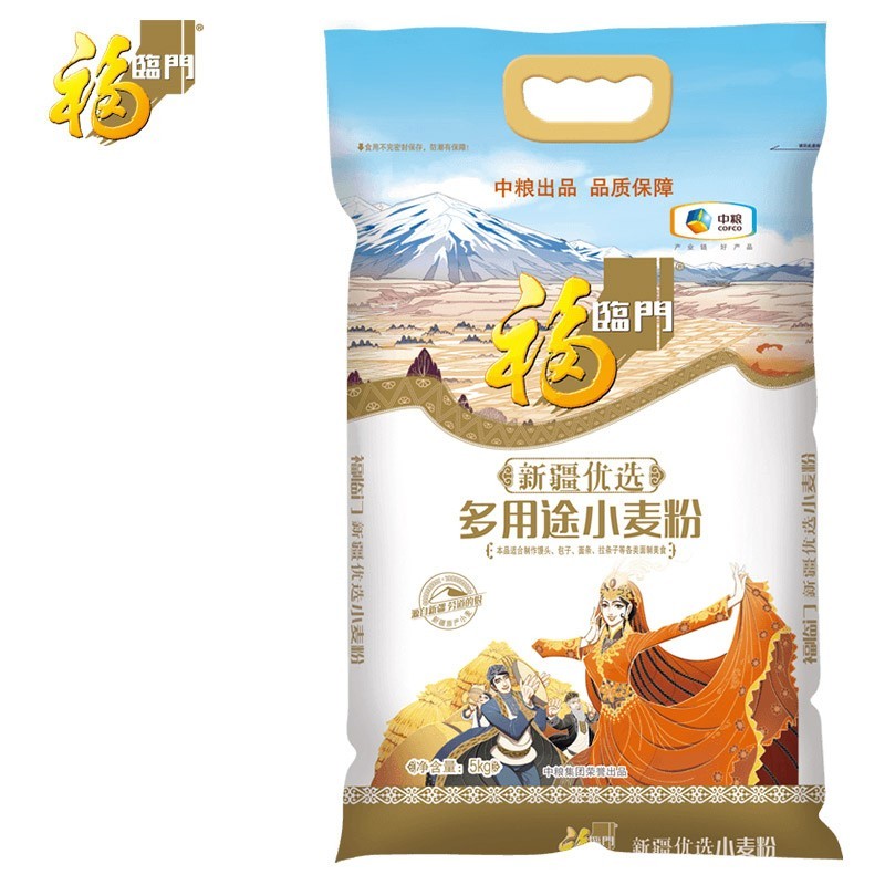 福临门面粉新疆优选多用途小麦粉中筋粉5kg（袋）