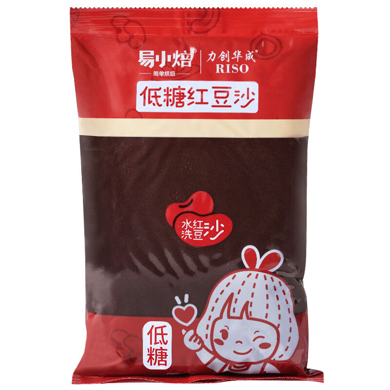 易小焙 低糖红豆沙 烘焙原料 甜品原料 红豆沙馅料粽子月饼馅 500g(袋)