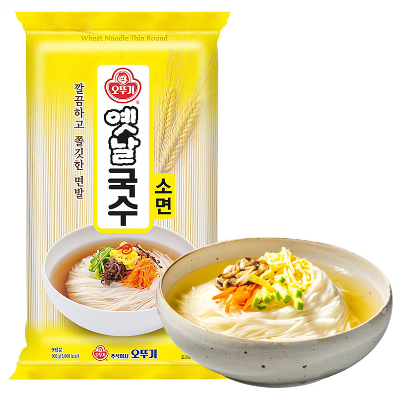 不倒翁韩国进口 奥多吉 OTTOGI 高筋面条挂面 900g 传统细面 素面速食(包)