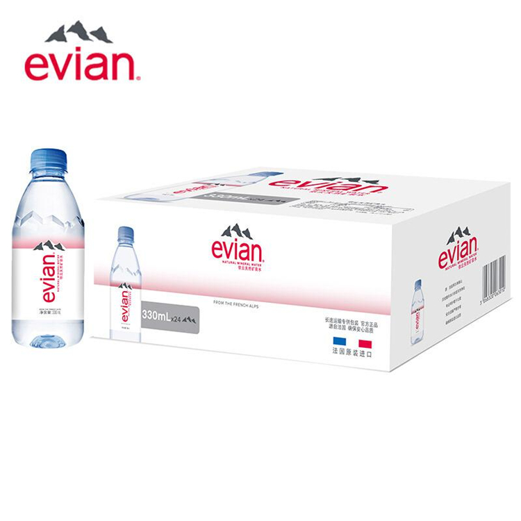 依云（evian）法国原装进口 天然矿泉水 330ml*24瓶 白色装（单位：箱）