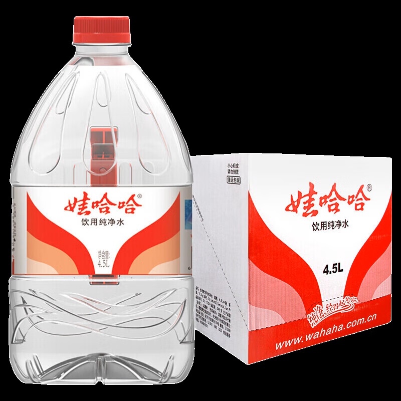 娃哈哈饮用纯净水4.5L*4大瓶/箱饮用水(单位：箱)