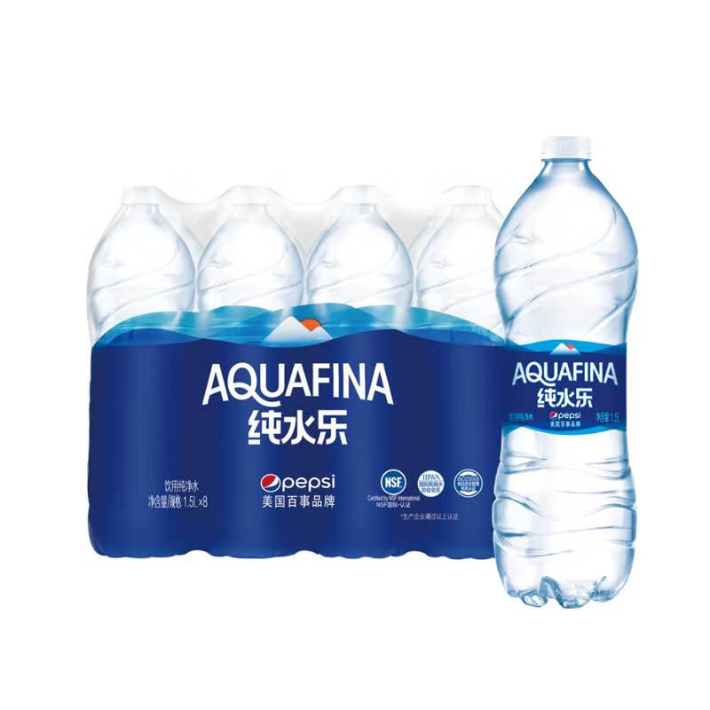 百事可乐纯水乐 AQUAFINA 饮用水 纯净水 1.5L*8瓶 整箱装  百事出品(箱)