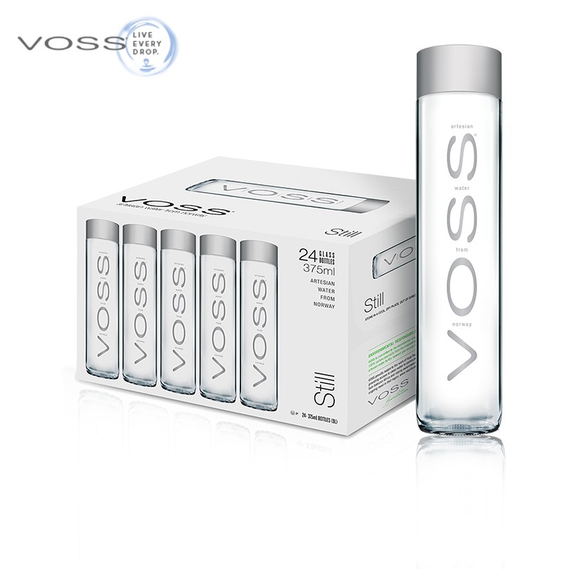 芙丝（VOSS）挪威原装进口 饮用天然泉水（深层自流） 375ml*24瓶（玻璃瓶）（单位：箱）