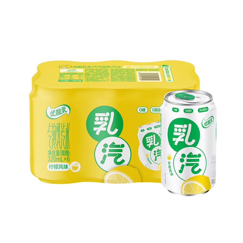 伊利优酸乳乳汽苏打气泡乳柠檬风味1*6*320ml柠檬风味(箱)