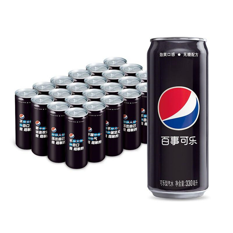百事可乐 无糖黑罐 碳酸饮料 细长罐 330ml*24罐（单位：箱）