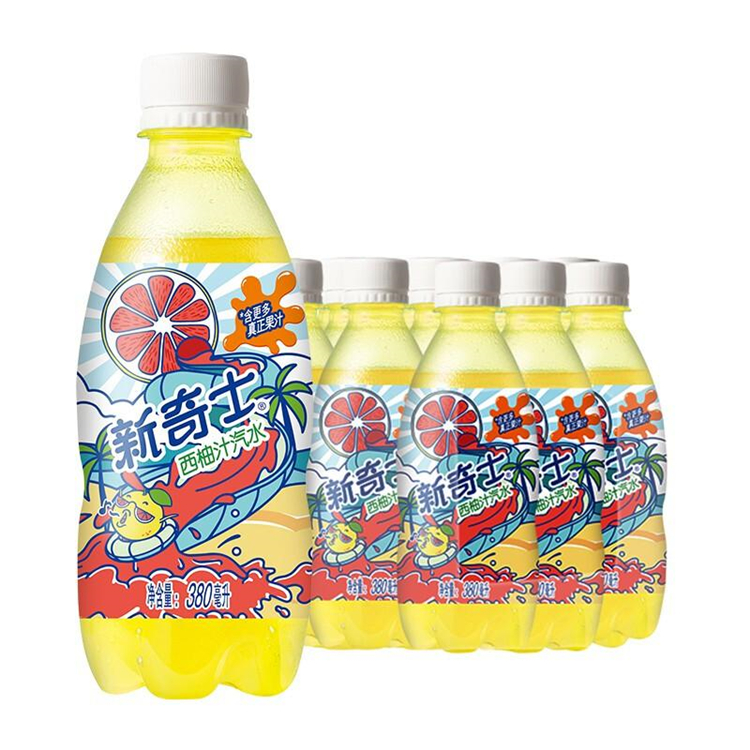 屈臣氏 新奇士西柚汁 碳酸饮料 含果汁的汽水 380ml*15瓶（单位：箱）