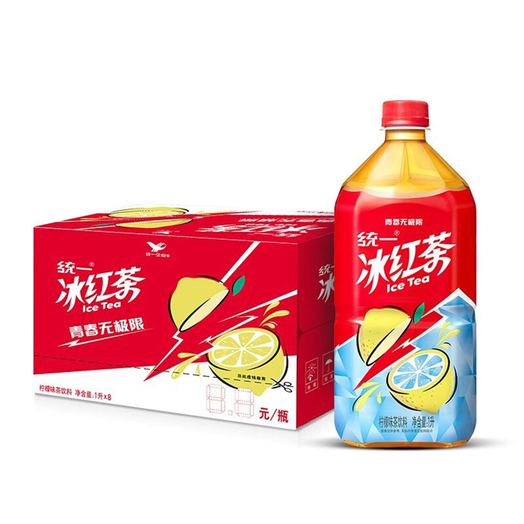 统一 冰红茶 柠檬味红茶饮料 1L*8瓶 （单位：箱）