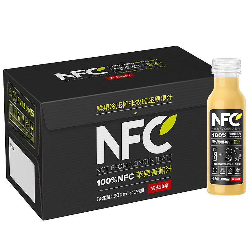 农夫山泉100%NFC果汁300ml（苹果香蕉汁）300ml*24瓶(箱)