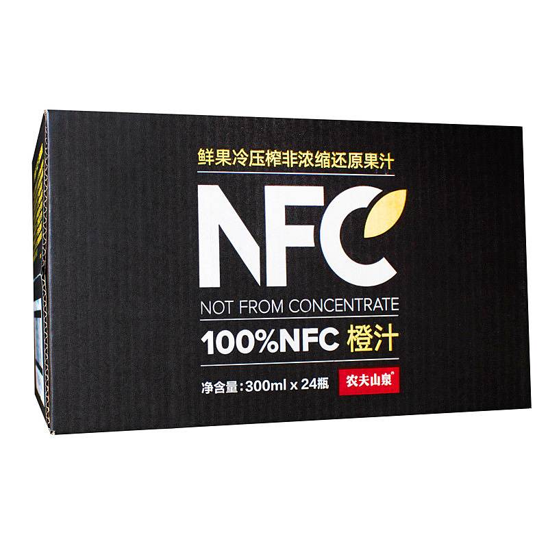 农夫山泉 100%NFC果汁 橙汁 果蔬饮料 300ml*24瓶 (单位：箱)