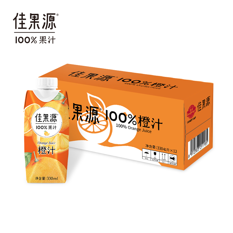 佳果源 果汁含量100% 橙汁 330ml*12瓶 （单位：箱）
