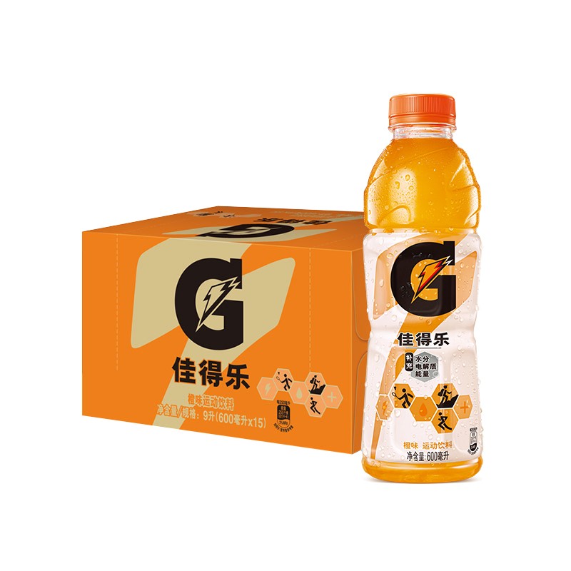 佳得乐 GATORADE 橙味 功能运动饮料整箱 600ml*15瓶(箱)